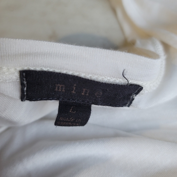 Mine Women's Long Sleeve Blouse Button Down Shirt Top Pockets Size L Solid White - Picture 8 of 9